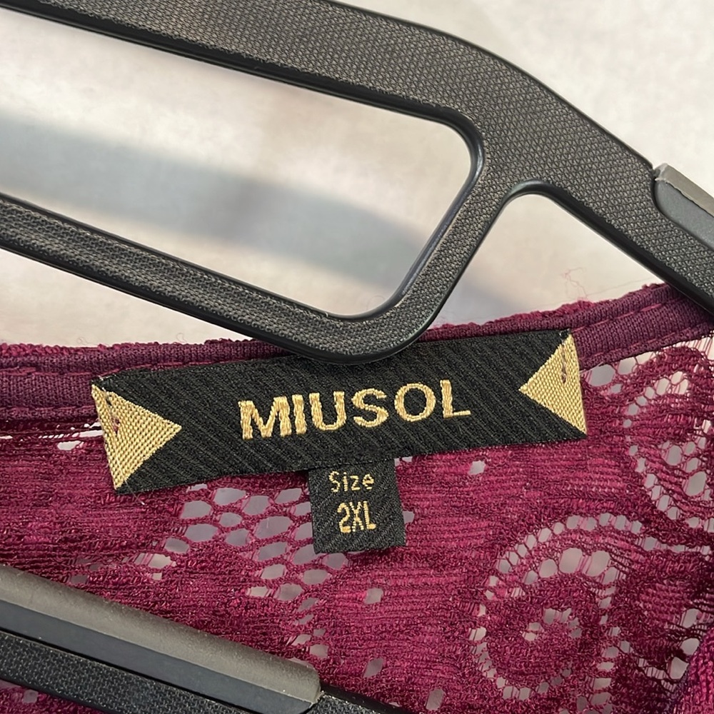 Miusol Burgundy Lace Bodice Chiffon Evening Gown - Picture 8 of 11
